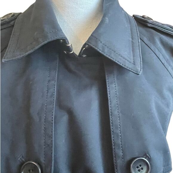 Club Monaco‎ Women Belted Trench Coat L Navy Classic Trendy Minimal Chic Capsule - Picture 8 of 16